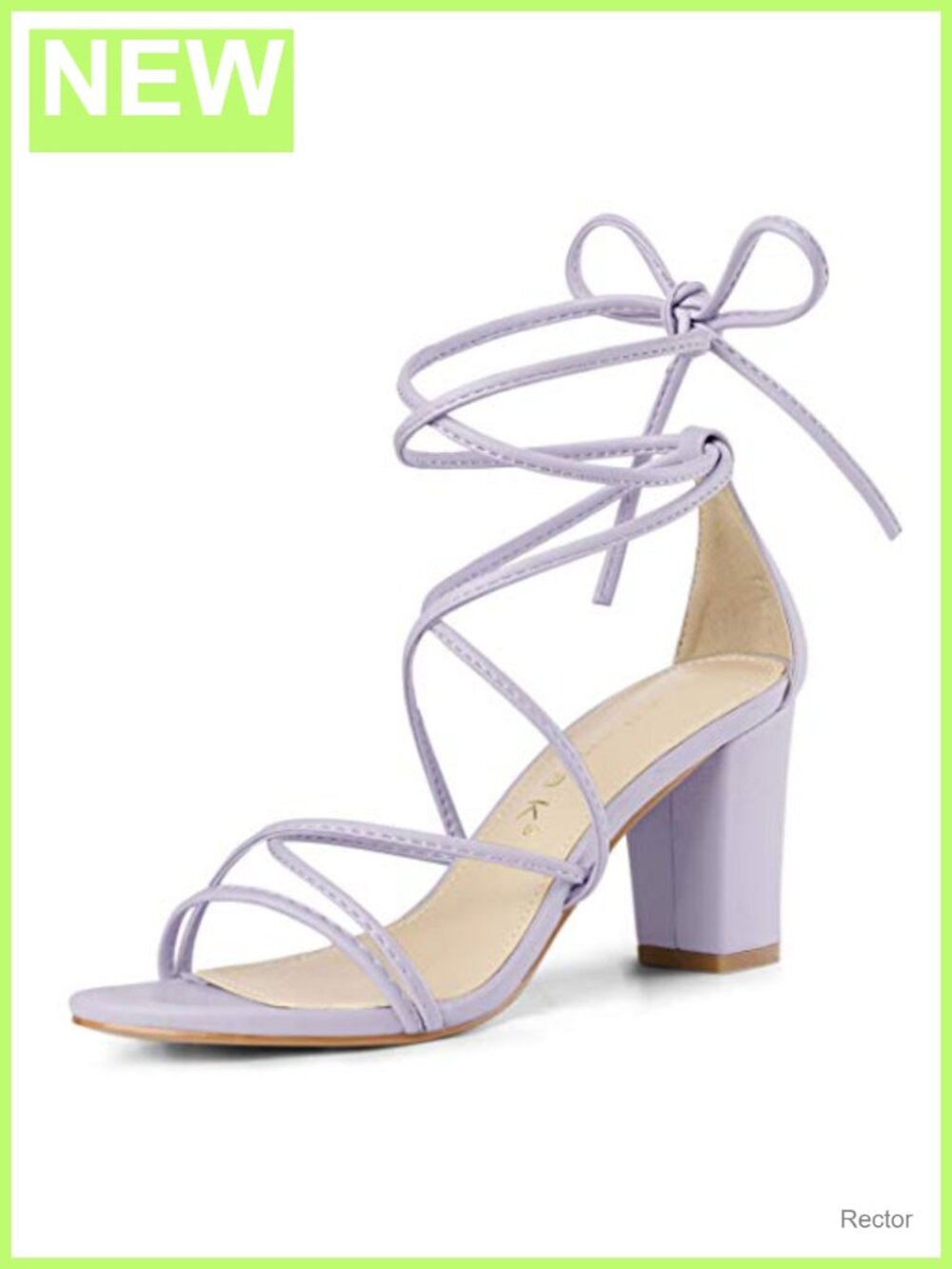 Women's Strappy Lace Up Chunky Heeled Sandals Faux Leather 3" Heel